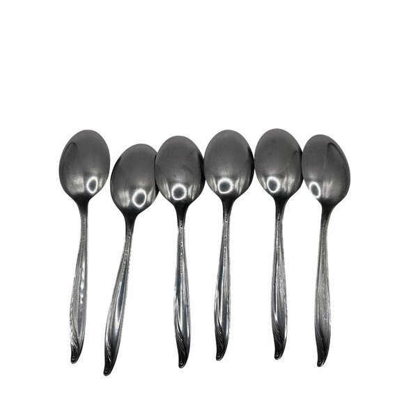 Set Of 6 Table spoons Bermuda Stainless Glossy WM Rogers & Son Vintage 1970-1980 - Picture 3 of 4